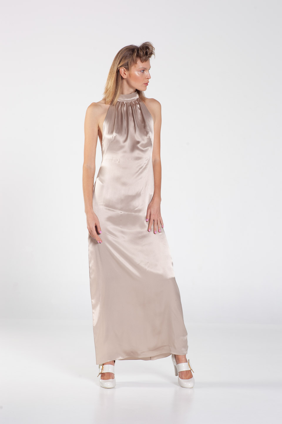 Halterneck silk dress