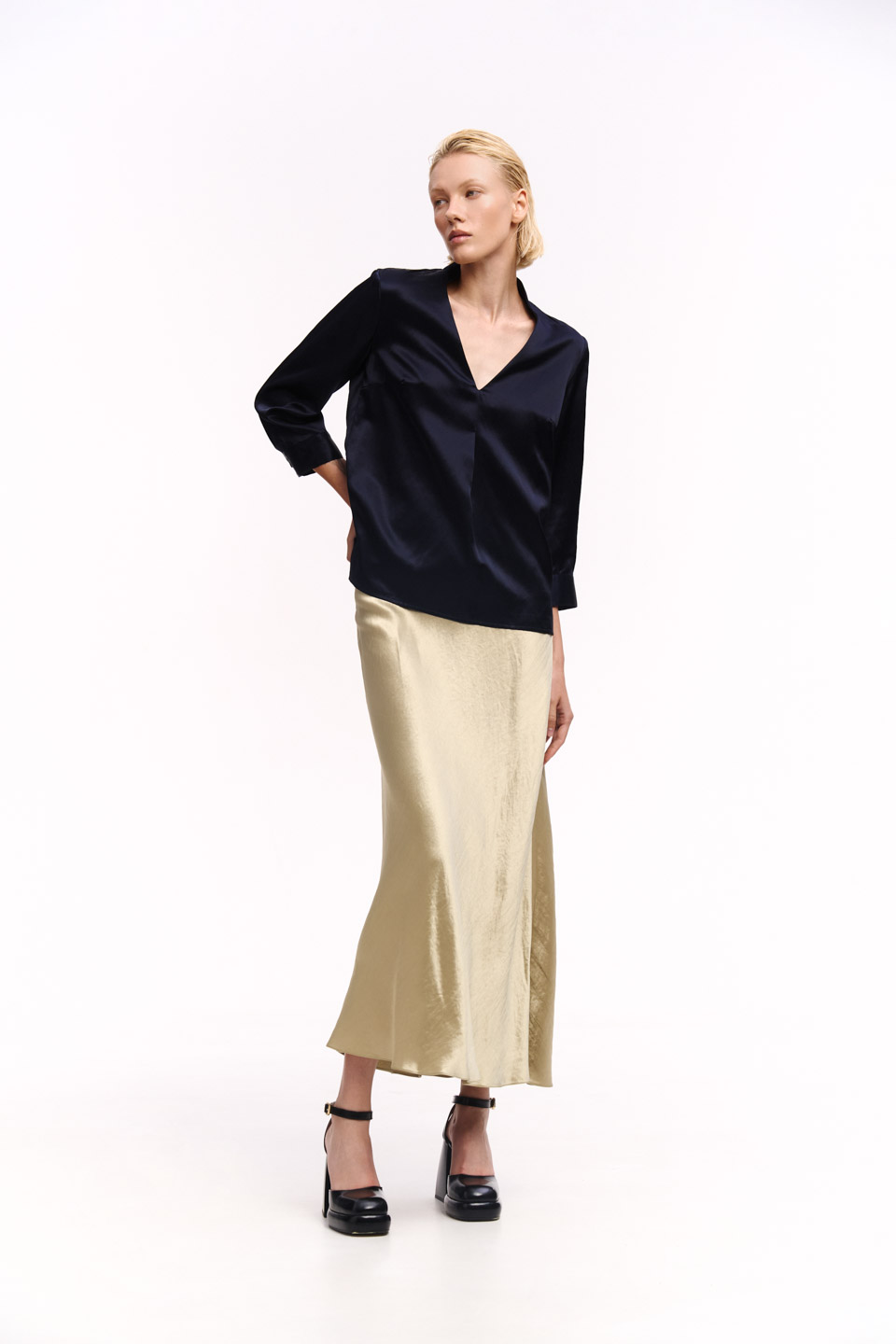 Silk Navy Blue Blouse