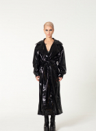 Patent Faux Leather Trench Coat