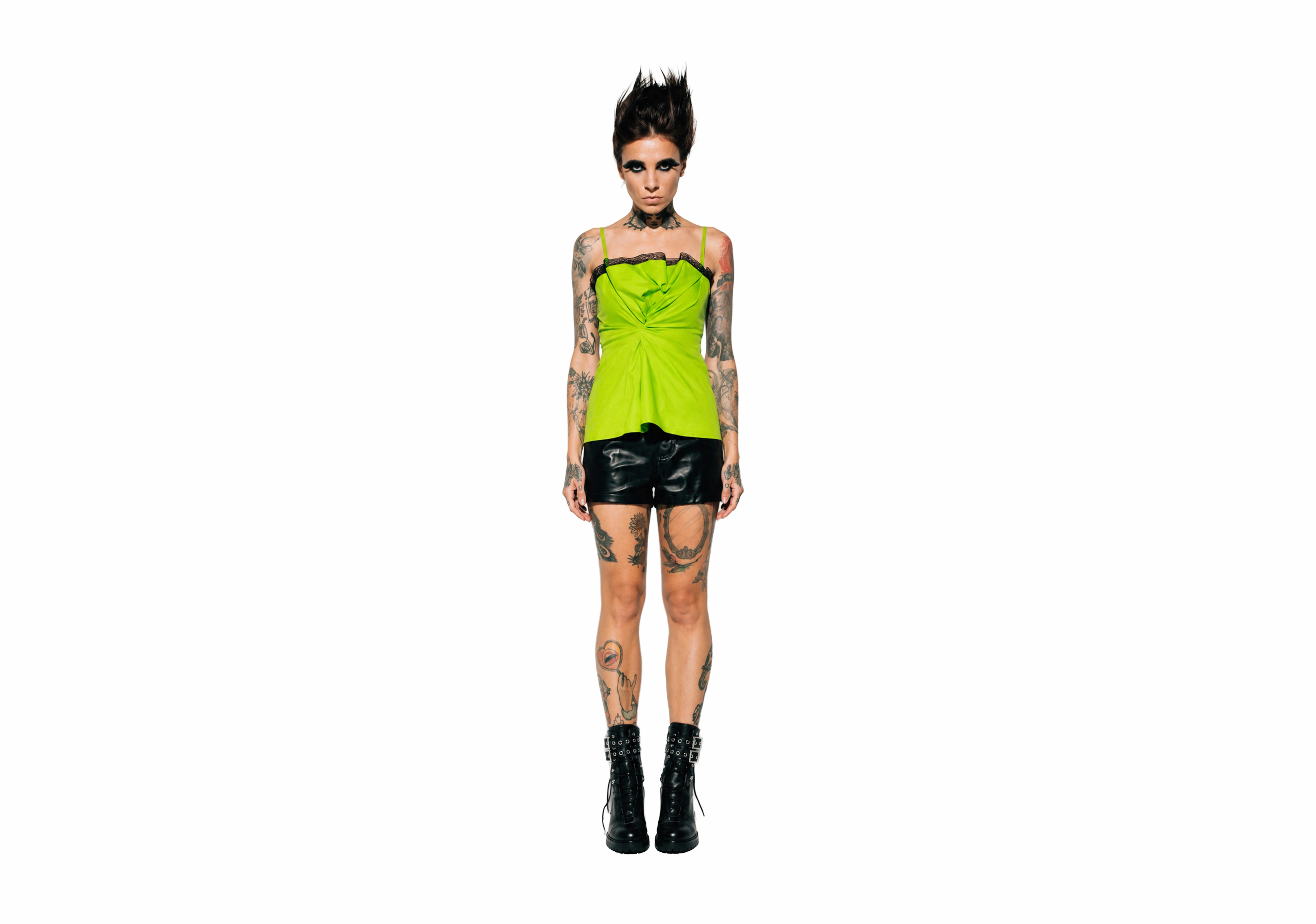 Draped Corset in Lime