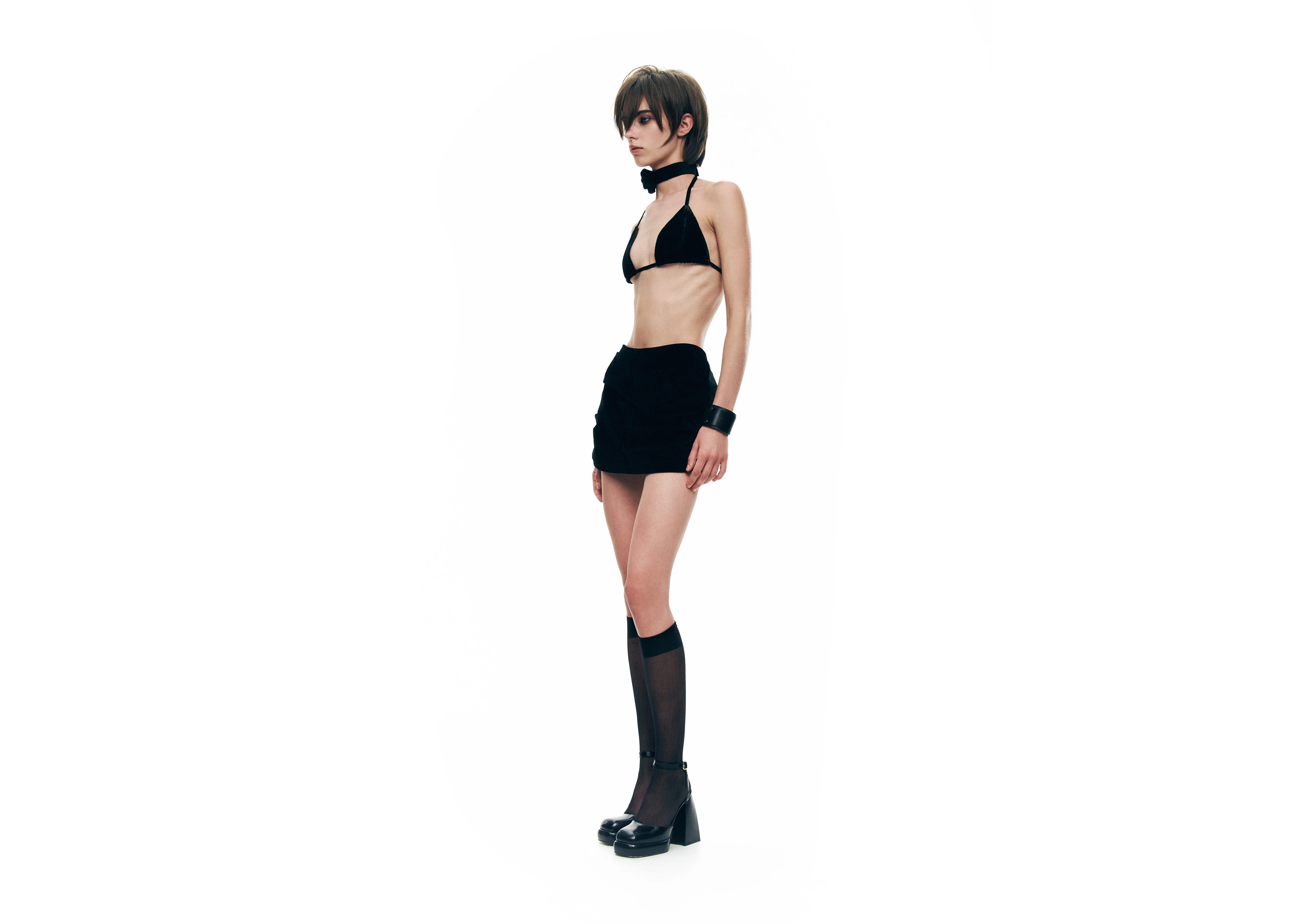 Candy Shorts with draped velvet detail