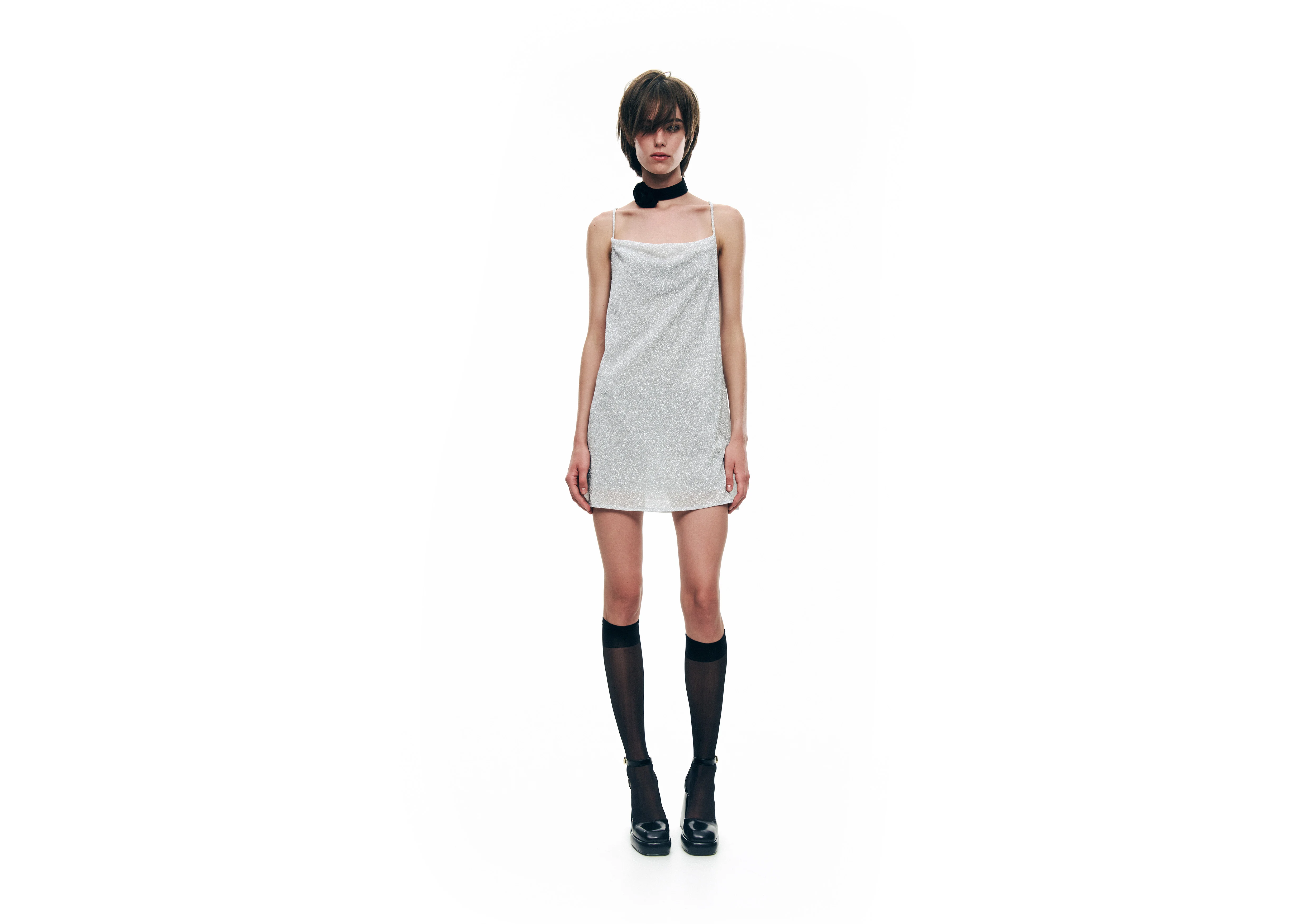 LUREX Mini Dress with cross at the back
