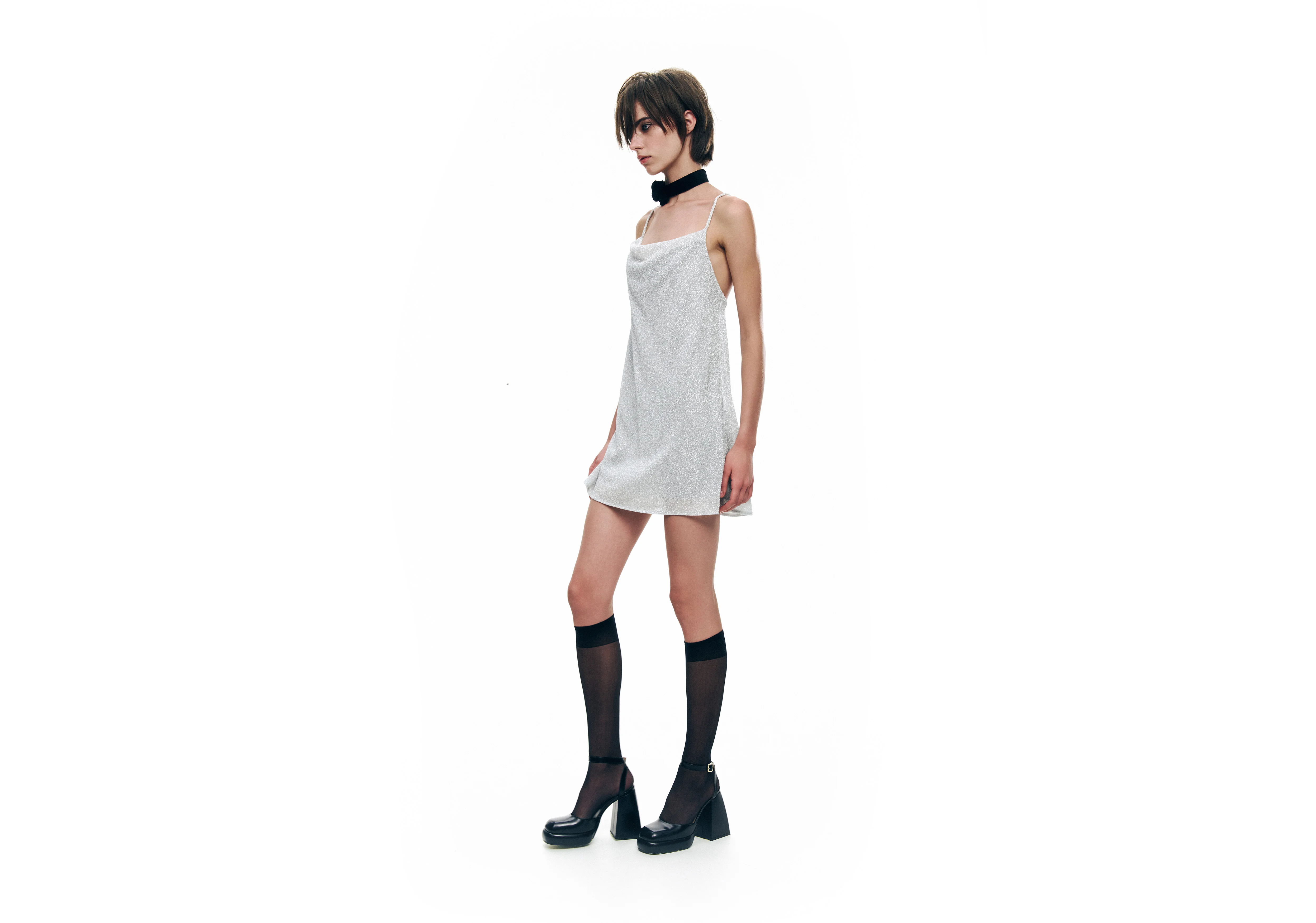 LUREX Mini Dress with cross at the back